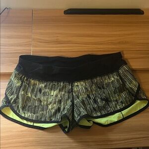 Lululemon Athletica Black and Yellow Low Rise Athletic Shorts